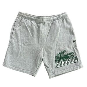 LACOSTE Men’s Fleece Sweat Shorts Green Croc Logo Size Large